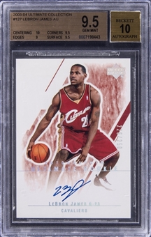 2003-04 UD Ultimate Collection "Ultimate Rookie Autographed" #127 LeBron James Signed Rookie Card (#226/250) – BGS GEM MINT 9.5/BGS 10